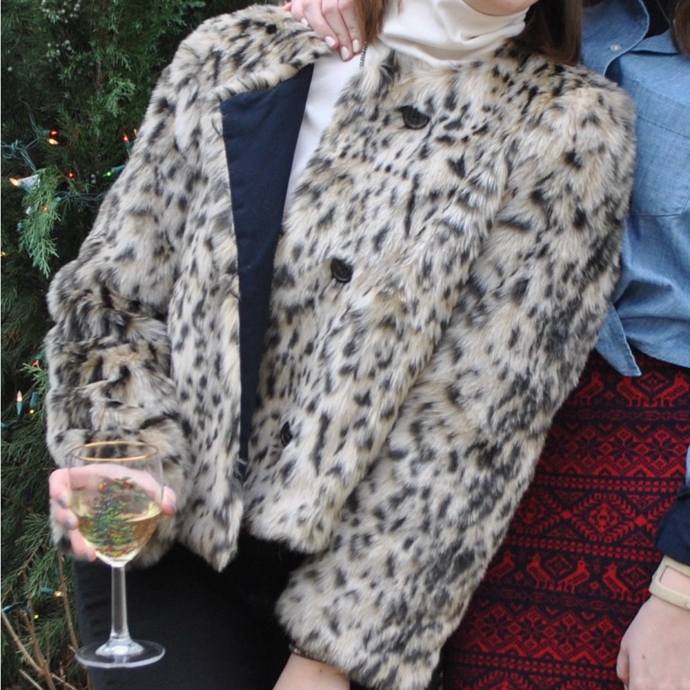 J. Crew Faux Fur Jacket in Leopard
